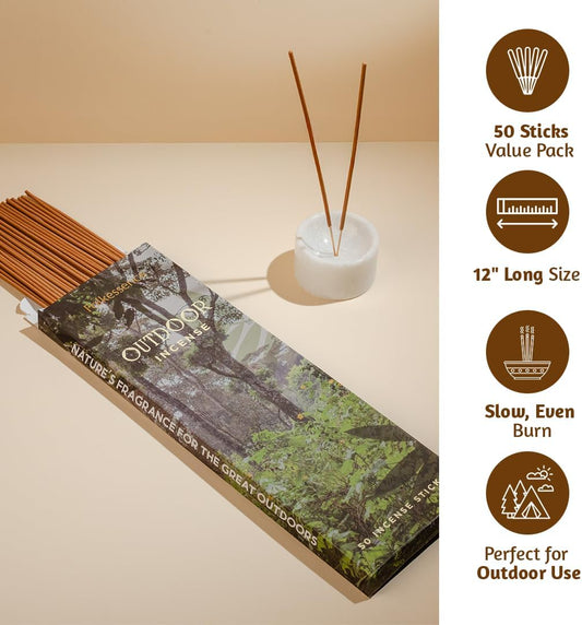 Folkulture Citronella Incense Sticks | Pack of 50 Long 12” Citronella & Lemongrass Incense Sticks | Slow Burn, Non Toxic, Organic |for Patios, Gardens, Camping, BBQs & Outdoor Gatherings