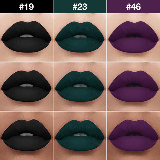evpct 3Pcs Dark Black Green Purple Matte Lip Liner and Liquid Lipstick Lip Stain Sets for Women Long Lasting Waterproof, 24 Hours Goth Lipstick labiales matte mate larga duracion listip 24 hours, 19#