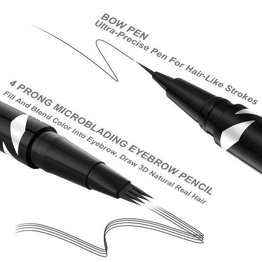 LAVONE Eyebrow Pen,2-IN-1 Dual-ended Waterproof Eyebrow Pencil,with 4 Tip Microblading Eyebrow Pen and Ultra-Precise Brow Pencil,Dual-ended Eyebrow Brush,Eyebrows Makeup for Natural Looking-Black