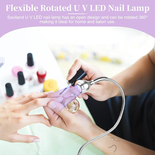 Saviland Mini Nail LED Lamp – Flexible Rotatable USB Quickly Nail Dryer Gel Lamp for Nails with Securing Clip Led Light for Nails for Curing Gel Polish U V Nail Gels Manicure DIY