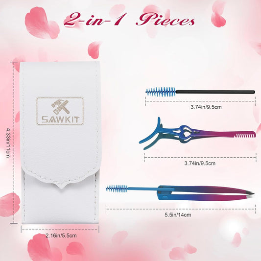 Eyelash Applicator Set 2-in-1 Lash Applicator with Tweezers, Brush Professional DIY Eyelash Extension Tools for Cluster Lashes