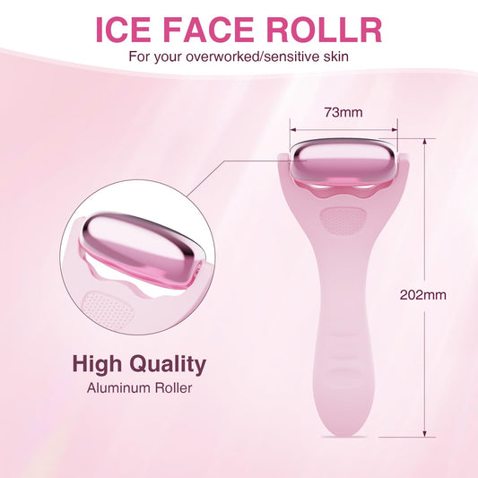 Facial Ice Roller for Skin Care - Aluminum Face Roller to De-Puff, Soothe & Tighten Pores - Cold Therapy Massage Tool for Radiant Glow
