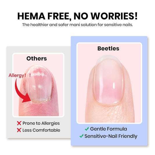 Beetles HEMA-Free Nail Glue & Primer Set, 2Pcs 10ml Super Strong 9 in 1 Nail Glue Gel and Bond Primer for Acrylic Fast Dry Nail Supplies, Long-Lasting Professional Nail Kit, U V Light Required