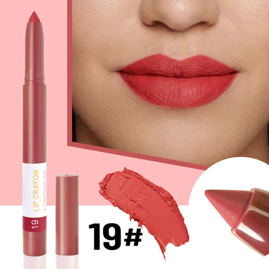 BINGBRUSH Lip Crayons Matte Longwear Lipstick Pack Set,Moisture Smooth Lipliner With Built-in Sharpener Ultimate Super Stay Ink Lip Crayon for Makeup-Waterproof Velvet Lipgloss Lip Stain(19Fire Brick)