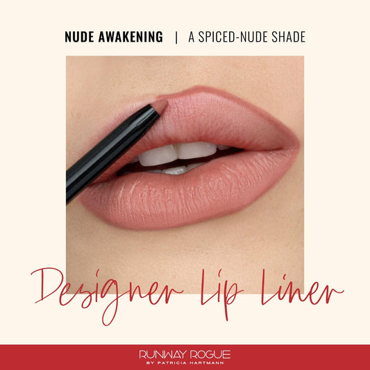 Runway Rogue Designer Liner Lip Pencil, Matte Spiced-Nude Lip Liner Pencil and Lip Liner Sharpener, ‘Nude Awakening'