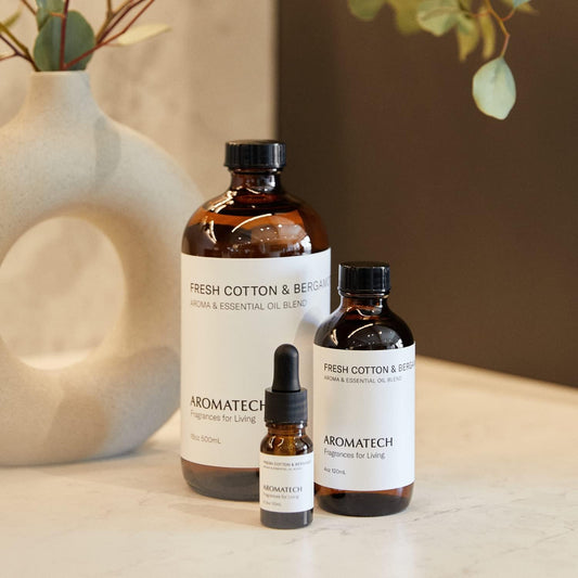 AromaTech Fresh Cotton and Bergamot Essential Oil Blend: Luxury Hotel Inspired Aromatherapy with Bergamot, Fresh Cotton & Sandalwood for Ultrasonic Diffusers & Nebulizers - 0.3 fl oz, 10 mL