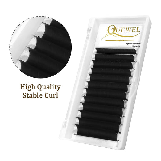 Easy Fan Volume Lashes 0.07 D Curl Black Volume Lash Extensions 9-16mm Mixed Lash Tray Color Lashes Extension Self Fanning 2D-10D Eyelash Extensions by QUEWEL (Black 0.07 D 9-16mm)