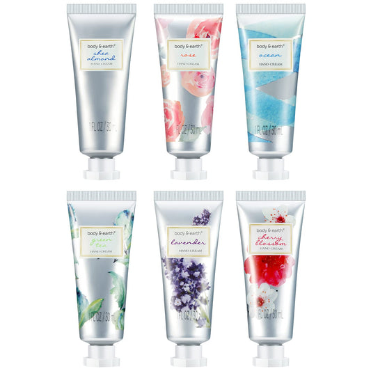 BODY & EARTH Hand Cream for Women, Hand Lotion Gift Set for Mothers Day for Mom Gift, Hand Lotion Set for Women 6 Pcs Travel Mini Size Hand Cream for Dry Hands with Shea Butter and Glycerin (6x1.0 oz)