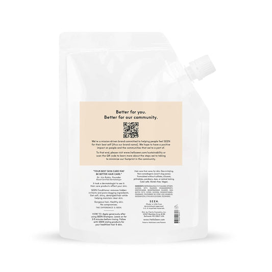 SEEN Conditioner Eco-Refill - Scented- Non-Comedogenic & Sulfate-Free Hair Conditioner- Dermatologist-Developed -Safe for Sensitive & Acne Prone Skin