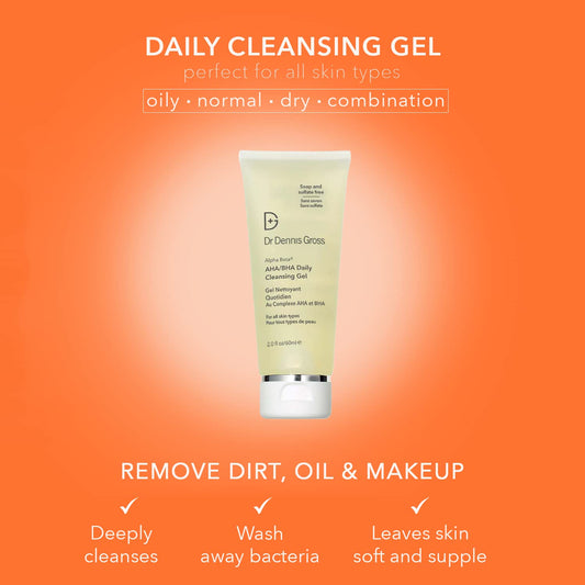 Dr Dennis Gross Alpha Beta® AHA/BHA Daily Cleansing Gel, for Skin That is Dull, Congested and Uneven Tone & Texture (2 Fl Oz)