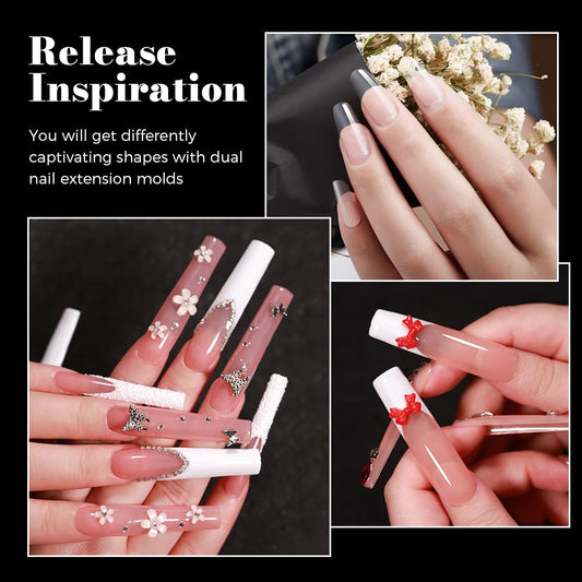 Nail Dual Forms for Poly Gel, 288PCS French Nail Forms, 8 Shapes, 12 Sizes Clear Poly Gel Nail Molds for DIY Nails Extension Kit for Salon-Quality Manicures at Home