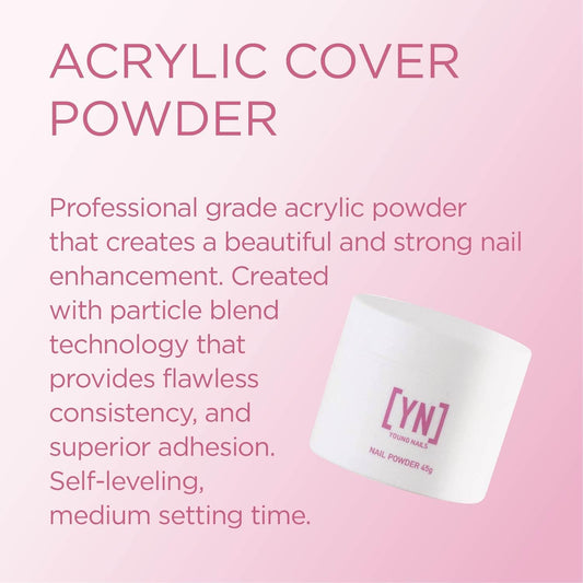 Young Nails Acrylic Cover Powder - Self-Leveling Acrylic Nail Powder, Clear Nude Pink White Acrylic Powder for Nail Extenstion, Professional Grade, Superior Adhesion, Color - Blush, 45g