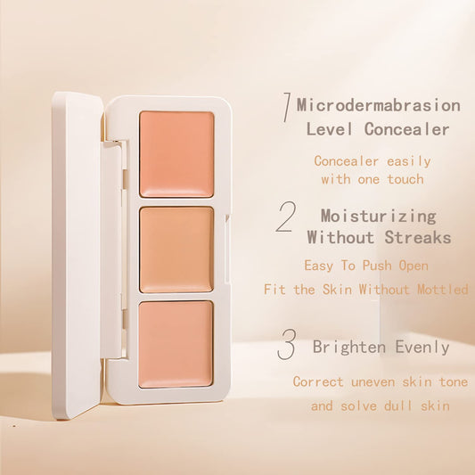 IFiona Tricolor Concealer to Cover Spots,Stains,Acne,Freckles and Brighten Skin Color Concealer Palette