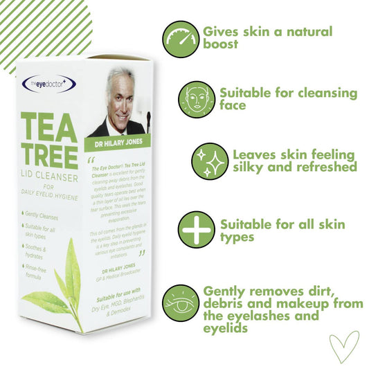 The Eye Doctor Tea Tree Lid Cleanser 100ml – Daily Eyelid Hygiene Remove Debris & Make-up Eyelid Eyelashes – For Sensitive Eyes – Contains Tea Tree Oil Argan Oil Coconut Oil & Micellar Water