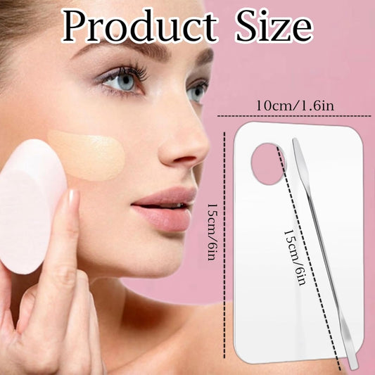 2 Pcs Acrylic Cosmetic Makeup Palette with 2 Pcs Makeup Spatula,Foundation Palette,Makeup Mixing Palette for Foundation Eye Shadow Lipsticks Nail Art