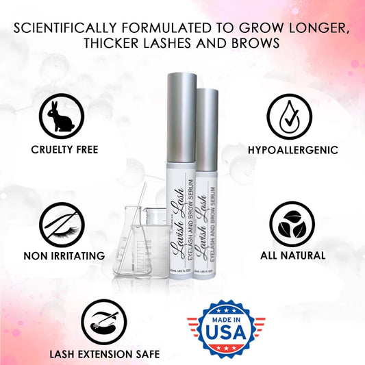 Hairgenics Lavish Lash – Eyelash Growth Enhancer & Brow Serum with Biotin & Natural Growth Peptides for Long, Thick Lashes and Eyebrows! Dermatologist Certified, Cruelty Free & Hypoallergenic.