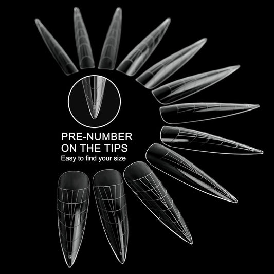 120Pcs Dual Nail Forms,Long Almond Extension Poly nail gel Nail Forms Full Cover Reusable Nail Molds 12 Sizes for Solid Nail Gel Glue Nail Art Design Salon&DIY(Extra Long Almond)