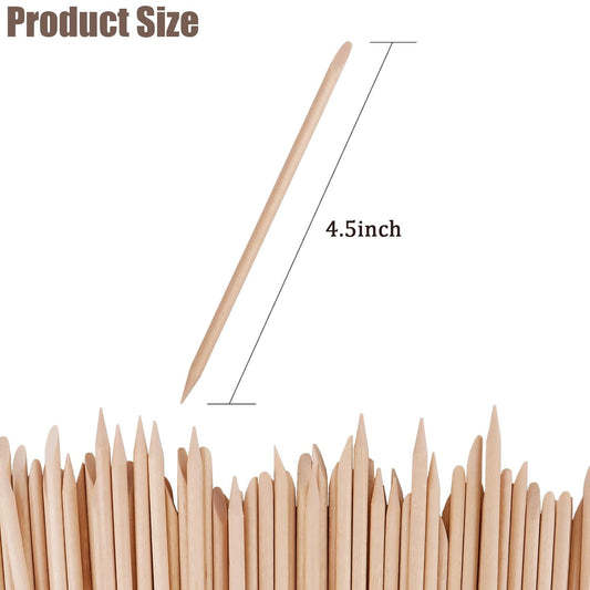 300 Pcs 4.5 Inch Orange Wooden Cuticle Pusher Sticks, Double-Sided Professional Manicure and Pedicure Pushers for Nail Art