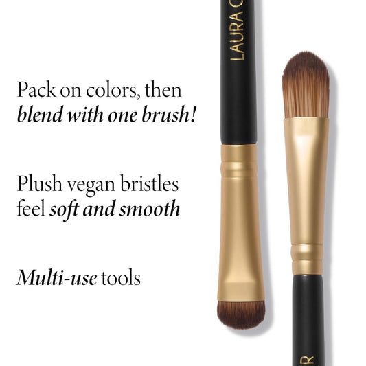 LAURA GELLER NEW YORK Dual-Ended Eyeshadow Brush - Domed Shader & Blending Brush for Baked and Pressed Eyeshadow Application - All Over Eye Makeup Brush