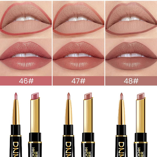 evpct 3Pcs Nude Pink Brown Velvet Matte Lip Liner and Lipstick Combo Set Kit for Women, Magic 24 Hours Lipstick and Lip Liner Makeup Set Stain Long Lasting Waterproof labial