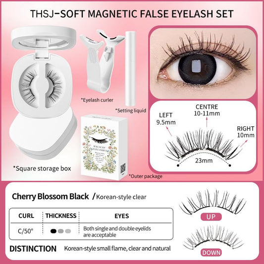 Lumentes Magnetic Eyelashes, Lumentes Magnetic Eyelashes with Applicator, Reusable No Glue Lashes, Natural Look Soft Comfortable Magnetic Lashes, Easy to Wear and Remove (Cherry Blossom Black)