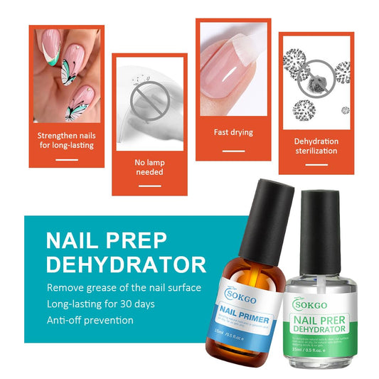 Nail Dehydrator and Primer, Nail Supplies for Acrylic and UV Gels (Blue*Green, Large)