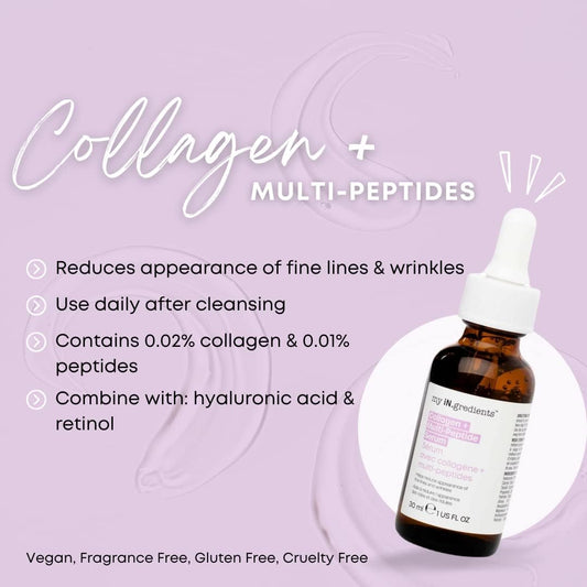 Masque Bar My Ingredients Multi Peptide Serum with Collagen- Wrinkle & Fine Lines reducing Face Serum- Anti-aging Hydrating Serum- Skin Plumping Korean Skin Care- For All Skin Types- 1 Fl Oz