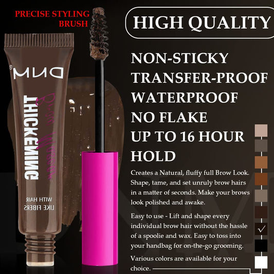 Tinted Thickening Brow Mascara,Brow Fast Sculpt,Waterproof, Transfer-proof, Brush to Fill in Eyebrows and Cover Gray Hairs - Cruelty Free - Light Medium Brown (2pcs 07 Espresso)