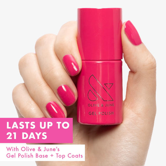 Olive & June Gel Polish | UV LED Nail Lamp Needed | Long Lasting Formula | Up to 21 Days of Wear | Damage-Free Removal | Salon-Quality Manicure, Pedicure at Home | XOXO | Hot Pink