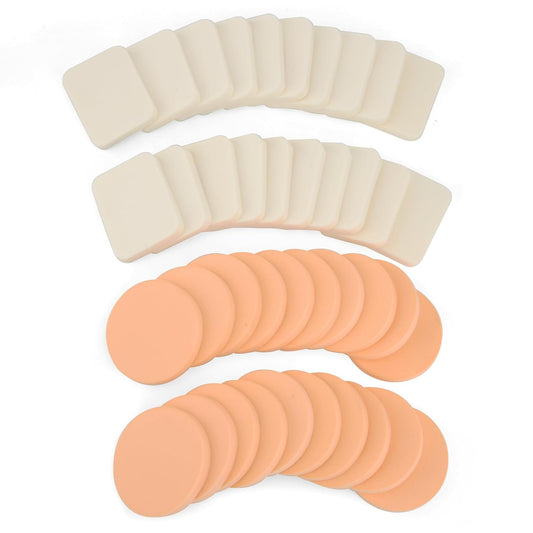 40PCS Round Square Shaped Makeup Blenders Sponges Set, Use for Dry and Wet, Perfect for Full Face Curve Blending, Cream, Liquid, Powder Foundation Cosmetics, Latex Free, Soft, Flexible