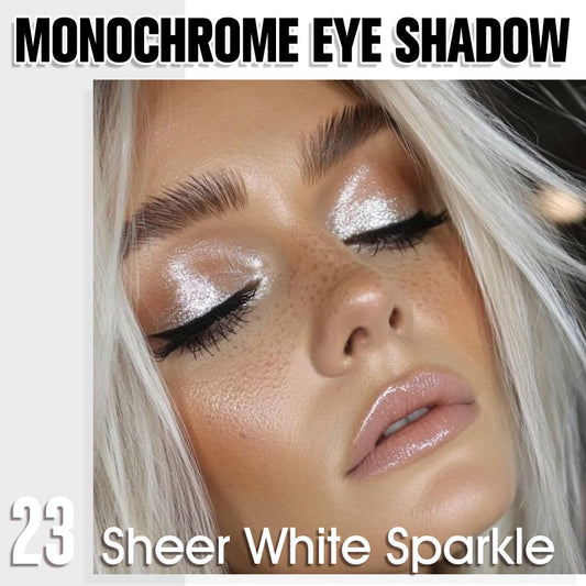 Sheer White Sparkle Eyeshadow Palette for Women, Single Monochrome Eye Shadow Makeup, Shiny Pressed Powder, Blendable Natural sombras para ojos, Holographic,Vegan,Travel -23
