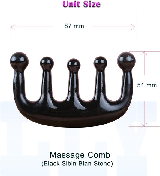 LLY Multifunctional Scraping Massage Comb. Natural Black Sibin Bian Stone. Beauty & Health Care, Relieves Wrinkles, Muscles & Acupoints