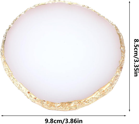 Resin Nail Art Palette Gold Edge Nail Holder Heart Shaped Color Makeup Foundation Mixing Tools Display Board Gel Nail Art Color Mixing Palette Painting Tray Manicure Tool (Irregular White)