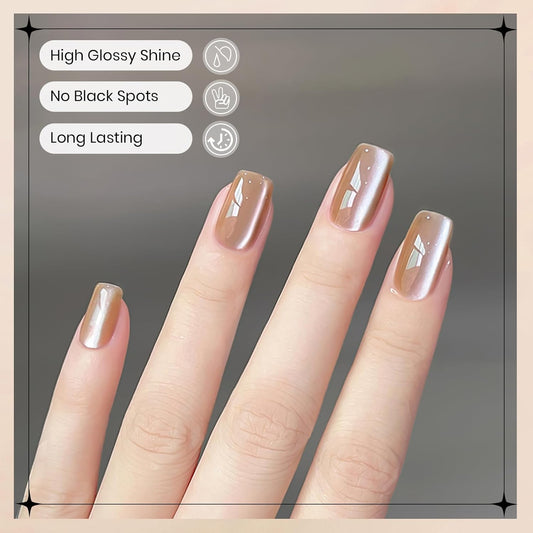 Moonlight Cat Eye Gel Nail Polish 10ml Silk Magnetic Nail Polish Glass Cateye Gel Polish with Magnetic Stick Soak Off UV LED Nail Lamp Nail Art Manicure Salon Home DIY 002, Milky Coffee