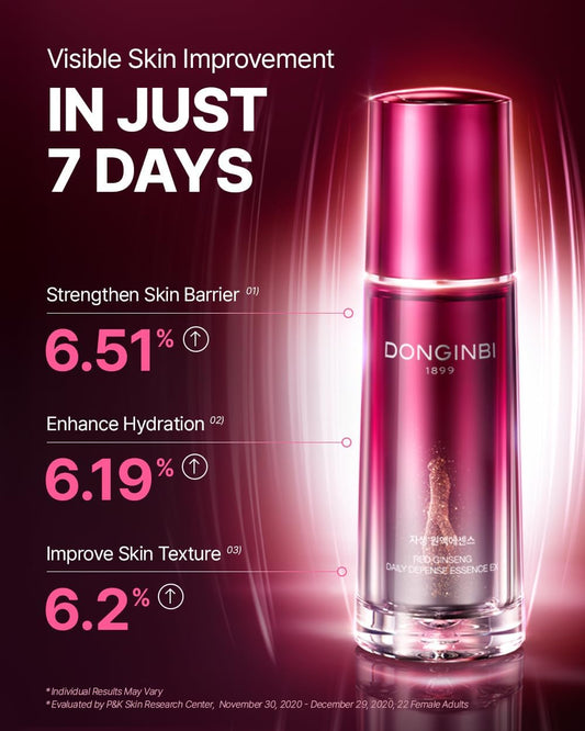 Donginbi Red Ginseng Daily Defense Essence - Firming & Skin Barrier Repair Serum for Dry Skin, Korean Red Ginseng Essence, Korean Skin Care Gifts for Women, 2.03 floz / 60ml