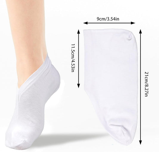 BLMHTWO 4 Pairs Moisturizing Socks, Overnight Foot Care, For Dry Cracked Feet, White Cotton