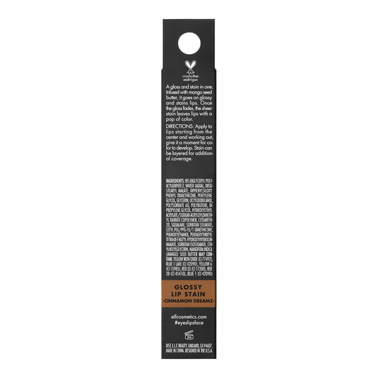 e.l.f. Glossy Lip Stain, Long-Lasting, Lightweight Lip Stain For A Sheer Pop Of Color & Subtle Gloss Finish, Vegan & Cruelty-Free, Cinnamon Dreamz