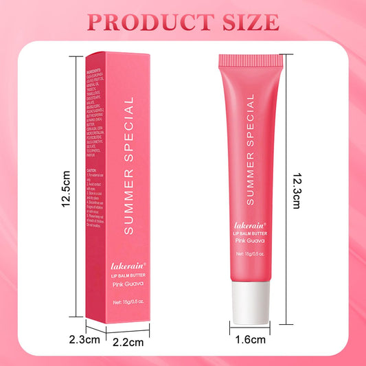 Summer Lip Butter Balm, Moisture and Hydration Lip Gloss, Long-lasting Hydrating Non-Sticky Lip Balm, Soften Dry Lips Lip Care (#Pink Guava, 1Pcs)