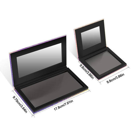 2 Packs Magnetic Makeup Palette Empty with Spatula and Metal Stickers, 18-pan and 9-pan Empty Eyeshadow Palette for Travel, DIY(Fish Scales)