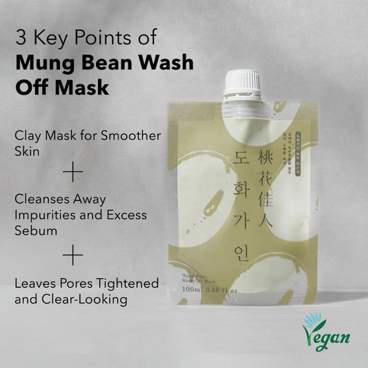 Mung Bean Wash Off Facial Mask | Domestically Harvested Ingredients, Gentle Sebum Control | Product of Korea - 3.38 fl. Oz