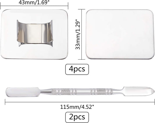 OLYCRAFT 6PCS Stainless Steel Makeup Palette Mini Ring Palette with Spatula Tool Makeup Palette Tools for Nail DIY Art Design Paint Color- 1.7 x 1.3 Inch