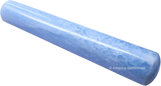 Amazing Gemstone Blue Calcite Crystal Wand Massage Stick - Pelvic Wand Gua Sha for Adults - Crystals and Healing Stones Massage Wands for Adults Gifts (Smooth)