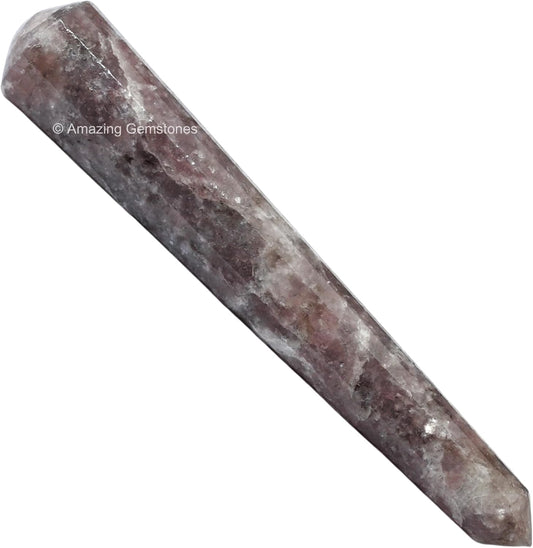 Amazing Gemstone Lepidolite Crystal Wand Massage Stick - Pelvic Wand Gua Sha for Adults - Crystals and Healing Stones Massage Wands for Adults Gifts (Pointed)