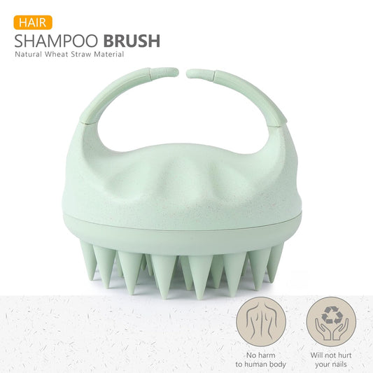 Sndyi Scalp Massager Shampoo Brush, Scalp Scrubber with Soft Silicone Bristles, Scalp Exfoliator for Dandruff Removal, Scalp Massager for Hair Growth, Wet Dry Hair Brush for Scalp Care, Green