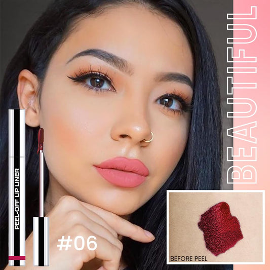 Matte Lip Gloss Stain-Peel Off Lip Liner Tattoo, Pinkish Red Lip Tint,Long Lasting Peel Off Lip Stain, Waterproof Transfer-proof Lip Mask Lip Liner Peel Off Lip Gloss,Stayn Lip Makeup. #06