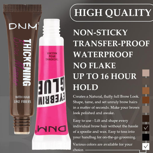 Tinted Thickening Brow Mascara,Brow Fast Sculpt,Waterproof, Transfer-proof, Brush to Fill in Eyebrows and Cover Gray Hairs - Cruelty Free (2pcs 07 Espresso &09 transparent)