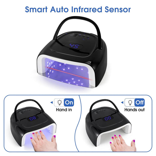 Rechargeable UV LED Nail Lamp 60W Cordless Nail Dryer LED Gel Polish Light with LCD Display, Auto Sensor and 4 Timer Settings, Professional Curing Lamp with 42 LED Beads for Salon and Home