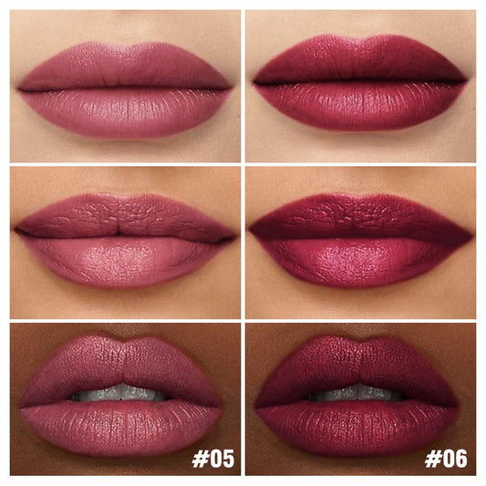 2Pcs Matte Lipstick Crayon Set for Women, Mauve Cherry Red 24 Hour Lipstick Lip Liner Pencil, Neutral Lip Stick Lipliner Long Lasting Waterproof Smudge Proof, Vegan & Cruelty-Free, 05+06