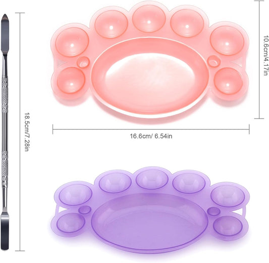 5Pcs ABS Makep Palette Nail Painting Palette with Stainless Steel Stirring Rod Nail Tool Set, Nail Art Polish Painting Mixed Color Palette