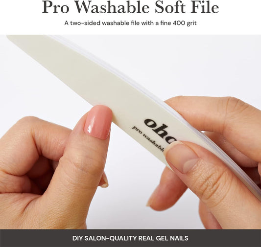 ohora Care Pro Washable Nail File (Soft) - Nail Shaper & Trimmer, Two-Sided Fine Grit for Smoother Buff, Creates a Consistent Flawless Finish, Professional Salon Quality Tool
